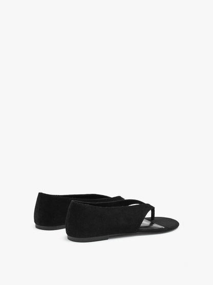 Leather Flat Sandals With Thong Style