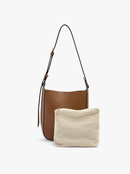 Plain Shoulder Bag With Removable Pouch