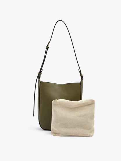 Plain Shoulder Bag With Removable Pouch