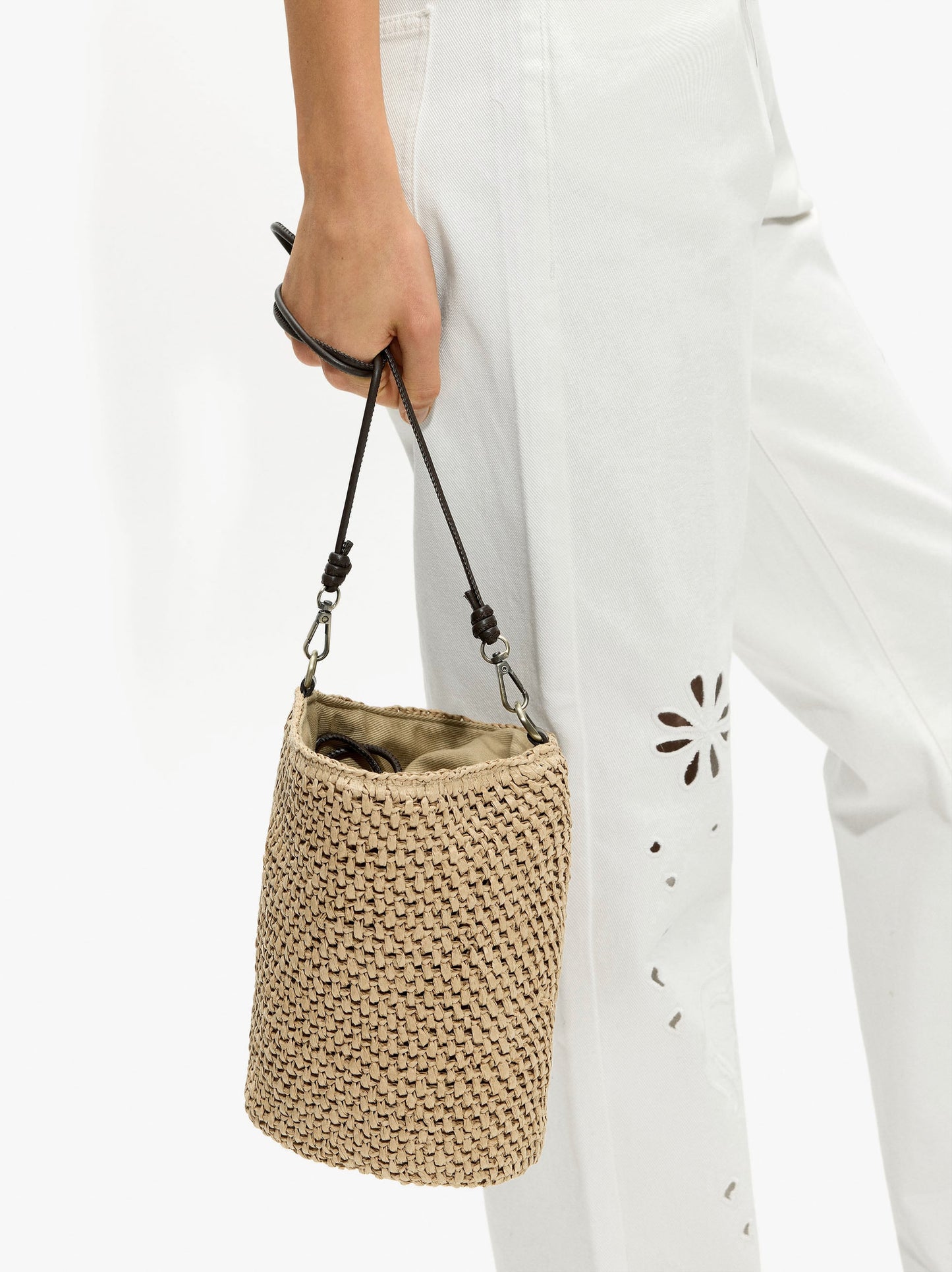 Crossbody Bag Paper Straw Effect With Versatile Strap