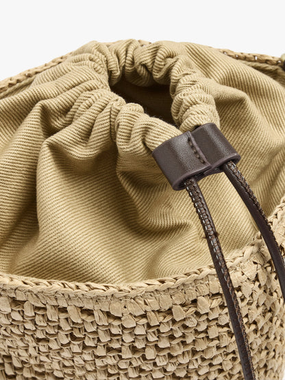 Crossbody Bag Paper Straw Effect With Versatile Strap