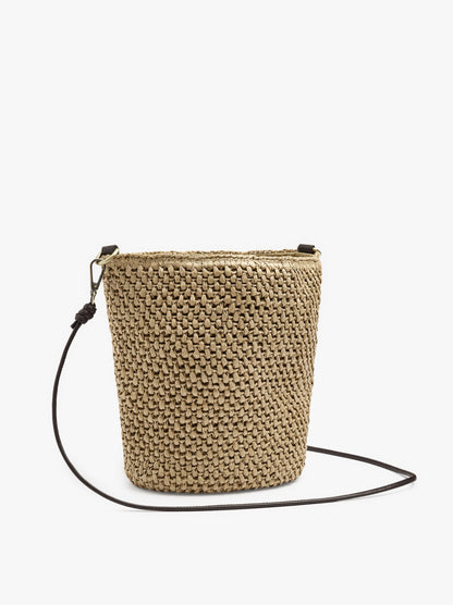 Crossbody Bag Paper Straw Effect With Versatile Strap