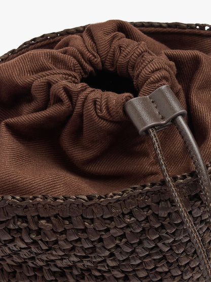 Crossbody Bag Paper Straw Effect With Versatile Strap