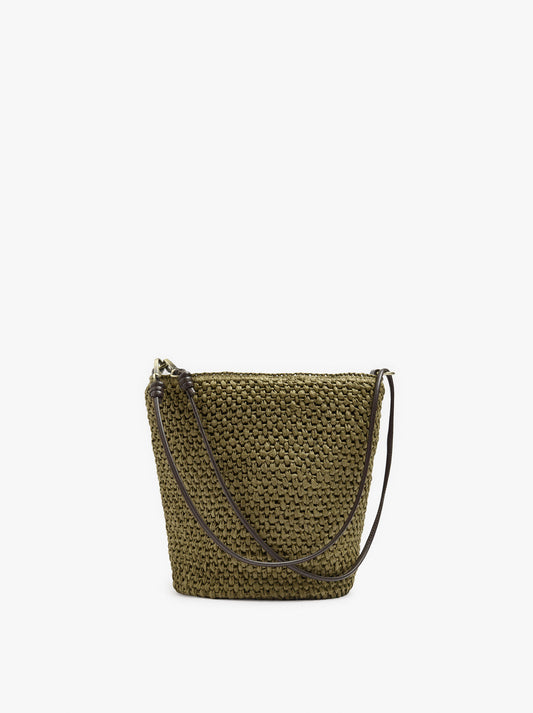Crossbody Bag Paper Straw Effect With Versatile Strap