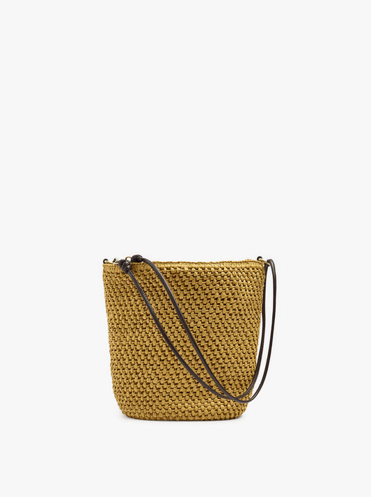 Crossbody Bag Paper Straw Effect With Versatile Strap