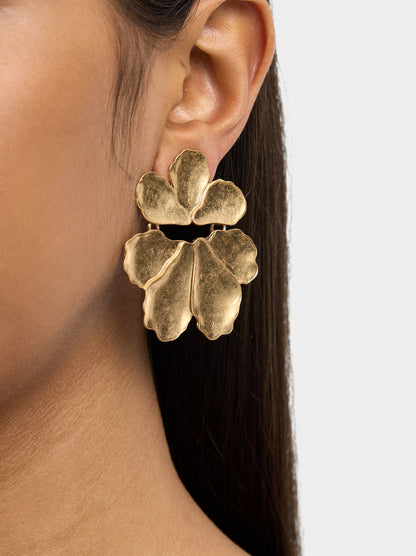 Maxi Flower Earrings With Embossed Detail