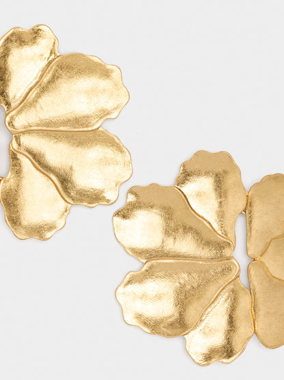 Maxi Flower Earrings With Embossed Detail