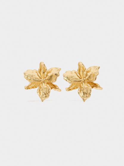 Maxi Flower Earrings With Embossed Detail
