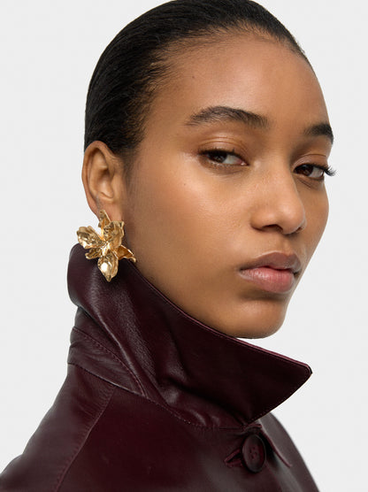 Maxi Flower Earrings With Embossed Detail