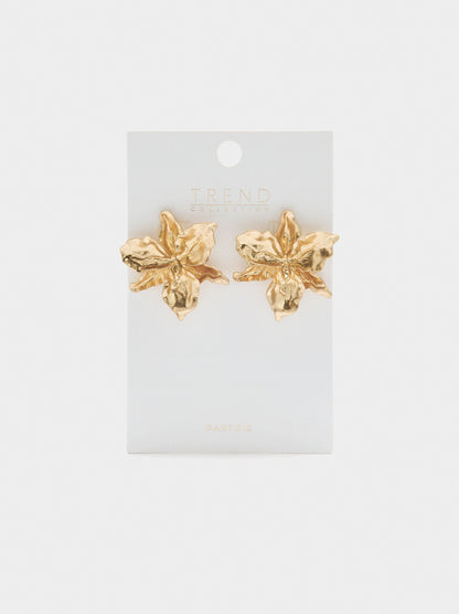 Maxi Flower Earrings With Embossed Detail