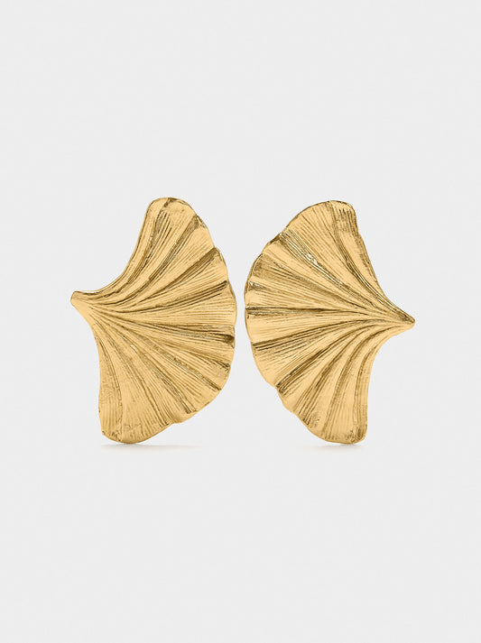 Maxi Fan-Shaped Striped Earrings