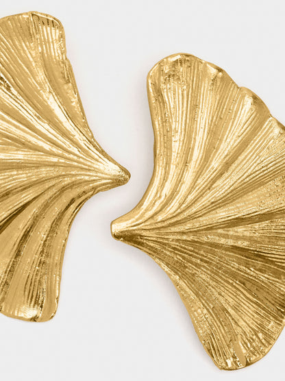 Maxi Fan-Shaped Striped Earrings