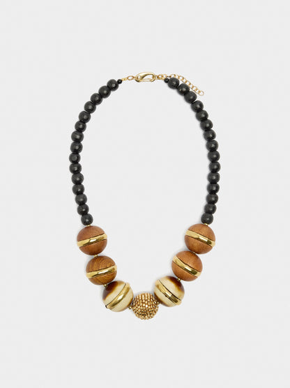 Short Wooden Bead Necklace