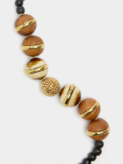 Short Wooden Bead Necklace