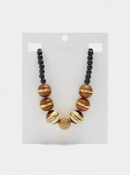 Short Wooden Bead Necklace