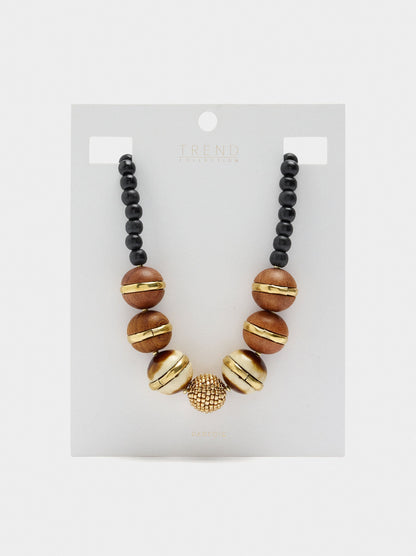 Short Wooden Bead Necklace
