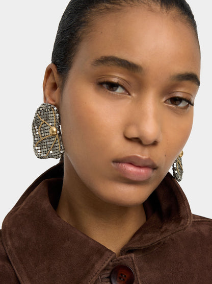 Maxi Bicolor Half-Flower Earrings