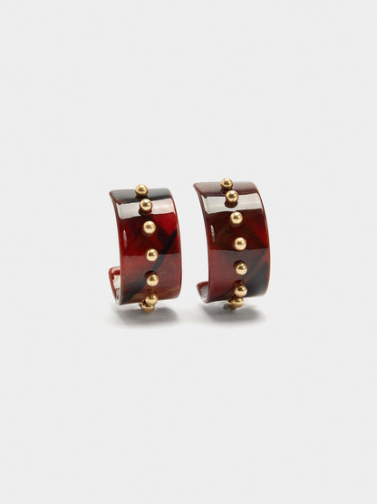 Maxi Stone-Effect Hoop Earrings With Spheres
