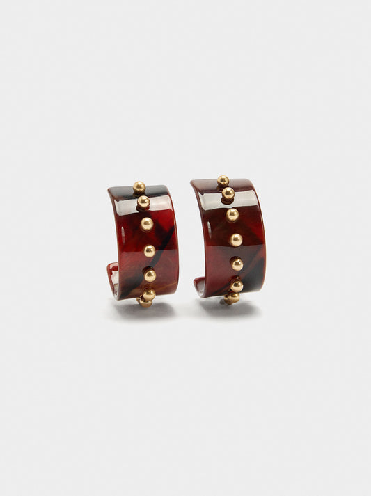 Maxi Stone-Effect Hoop Earrings With Spheres