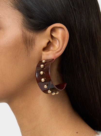 Maxi Stone-Effect Hoop Earrings With Spheres