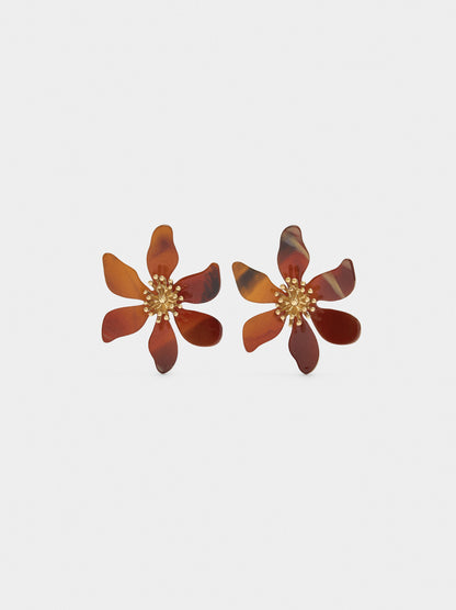 Maxi Flower Earrings With Stone Effect