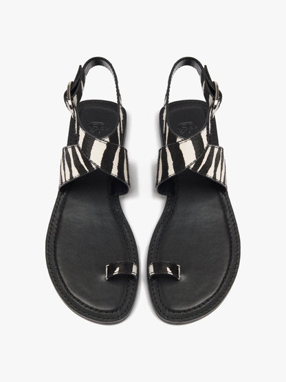 Flat Sandals With Printed Animal Leather
