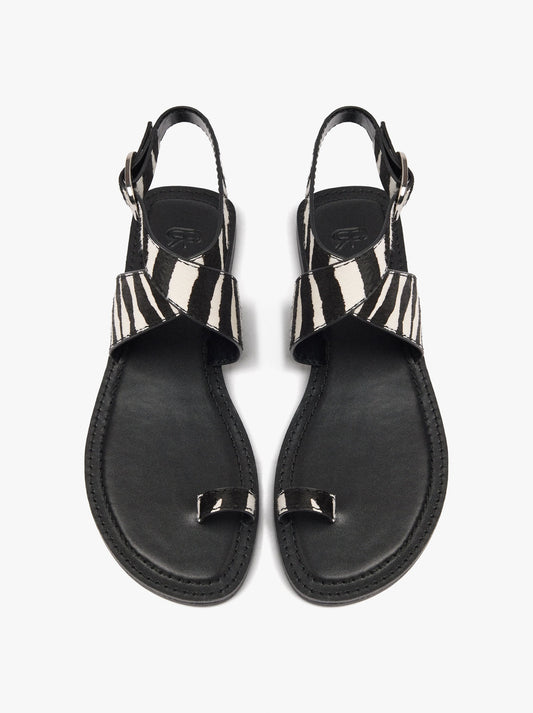 Flat Sandals With Printed Animal Leather
