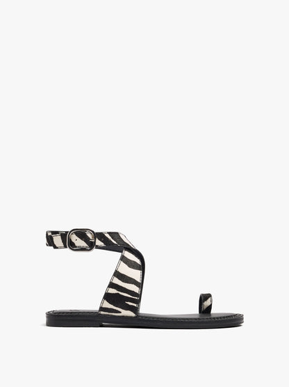 Flat Sandals With Printed Animal Leather