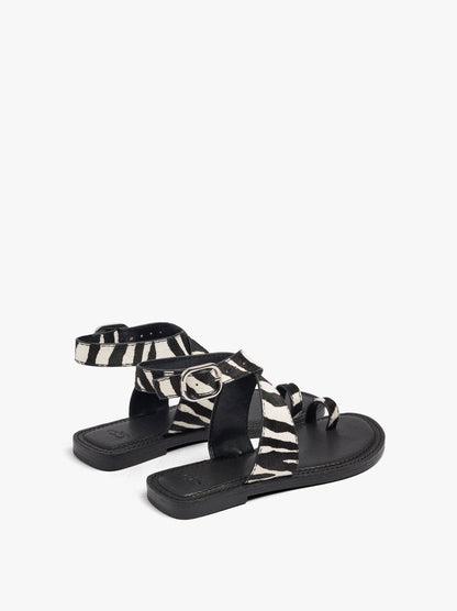 Flat Sandals With Printed Animal Leather
