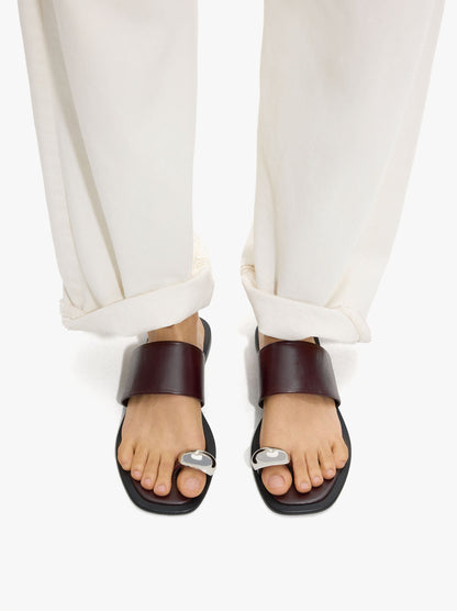 Leather Sandals With Metallic Detail