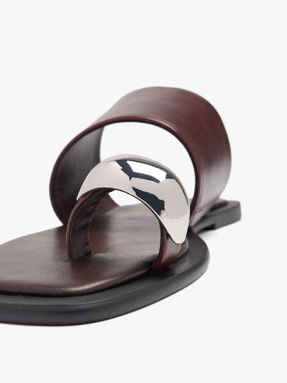 Leather Sandals With Metallic Detail