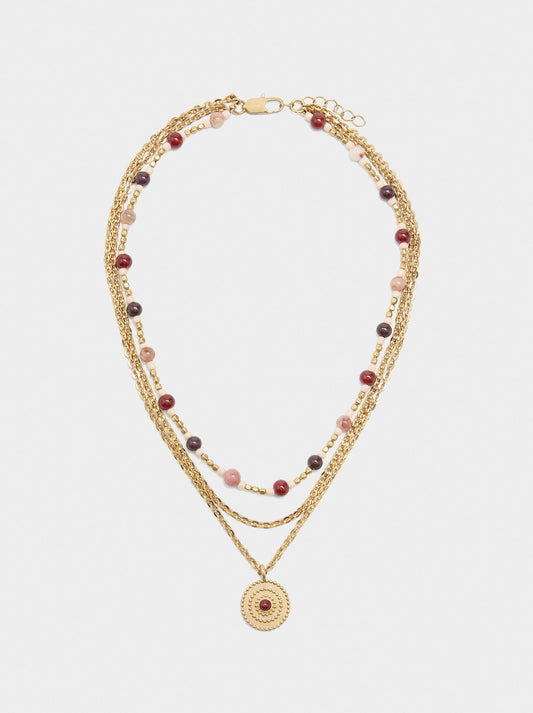 Multi-Collar With Stones And A Round Pendant