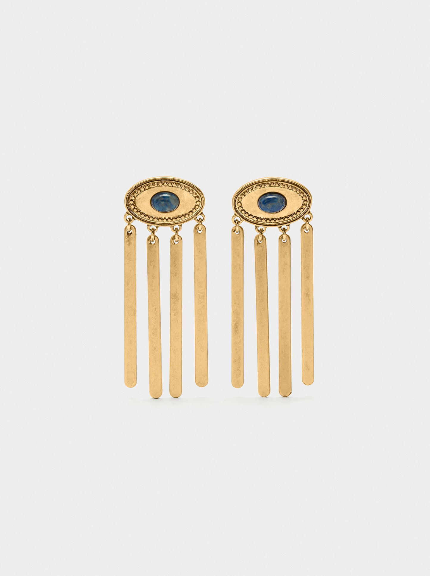 Oval Earrings With Stone And Bars