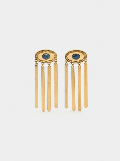 Oval Earrings With Stone And Bars