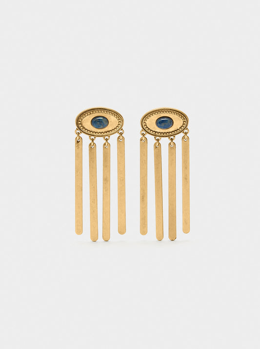 Oval Earrings With Stone And Bars