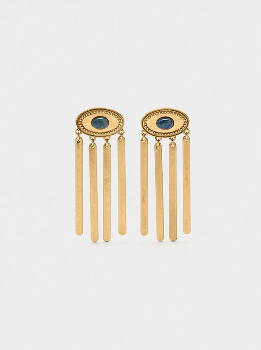 Oval Earrings With Stone And Bars