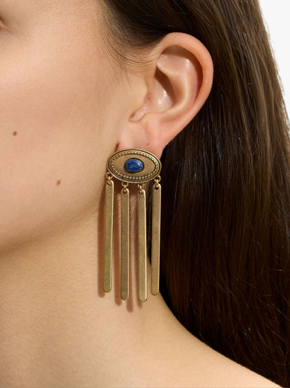 Oval Earrings With Stone And Bars