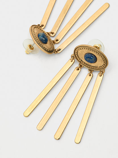 Oval Earrings With Stone And Bars