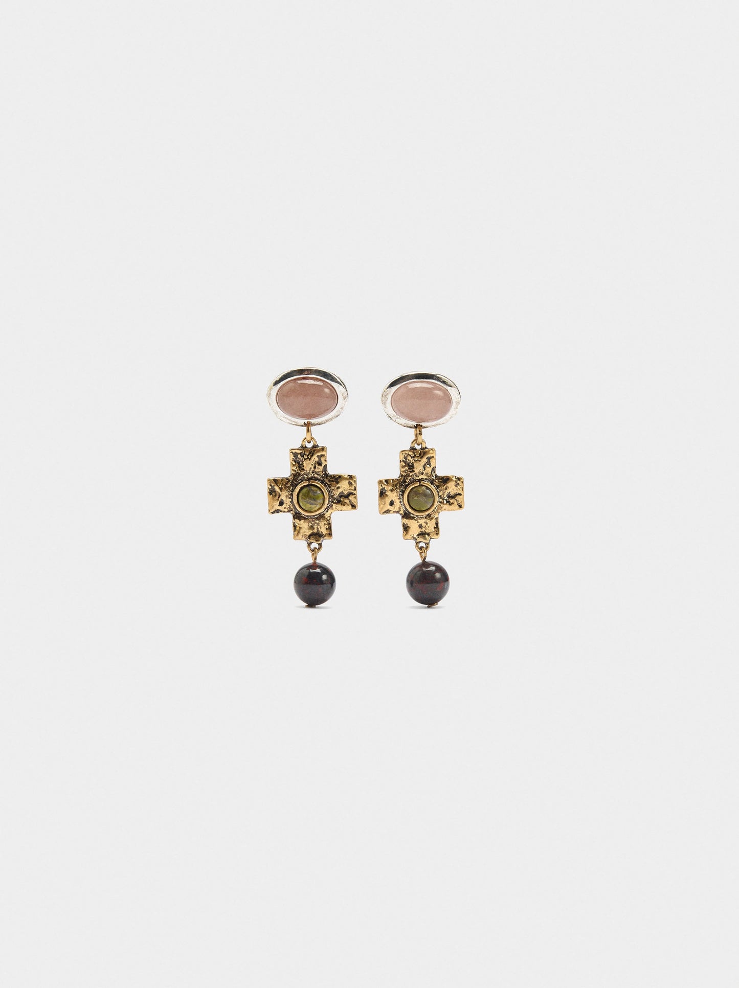 Long Cross Earrings With Stone
