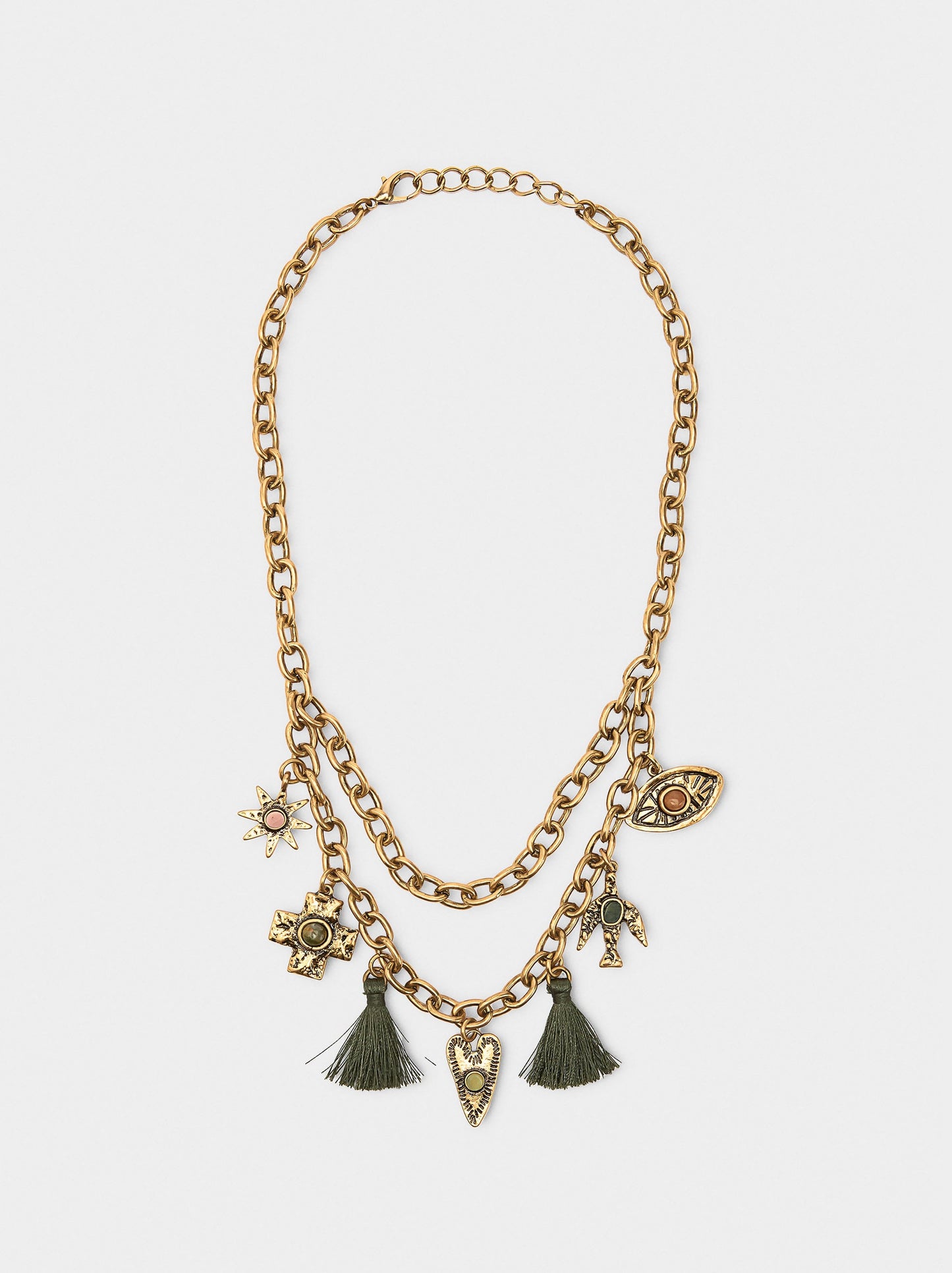 Necklace Of Links And Pendants With Stones