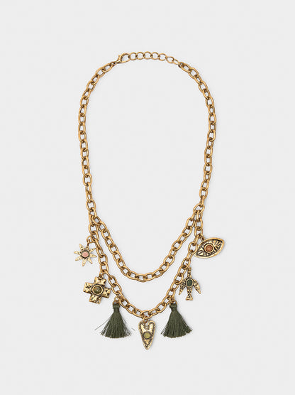 Necklace Of Links And Pendants With Stones