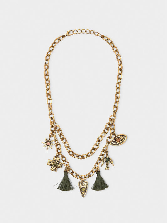 Necklace Of Links And Pendants With Stones