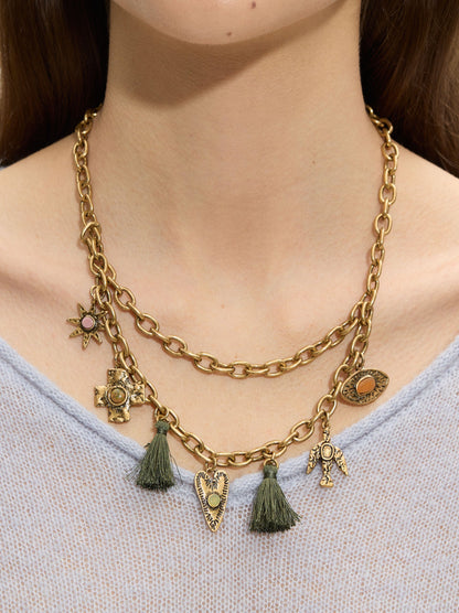 Necklace Of Links And Pendants With Stones