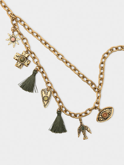 Necklace Of Links And Pendants With Stones