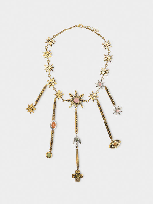 Necklace With Star Pendants Hanging From Bars