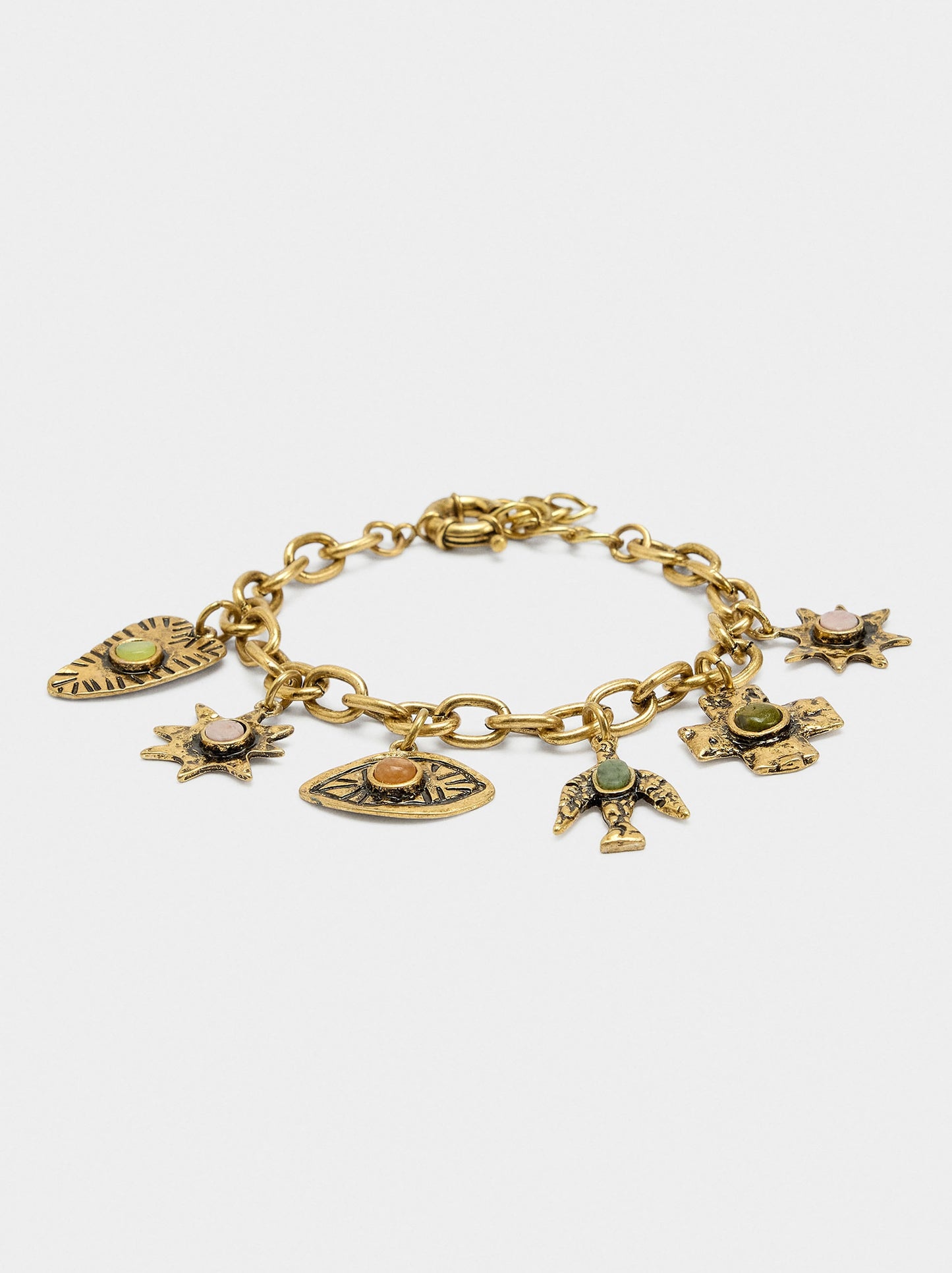 Bracelet With Dangling Links And Stones