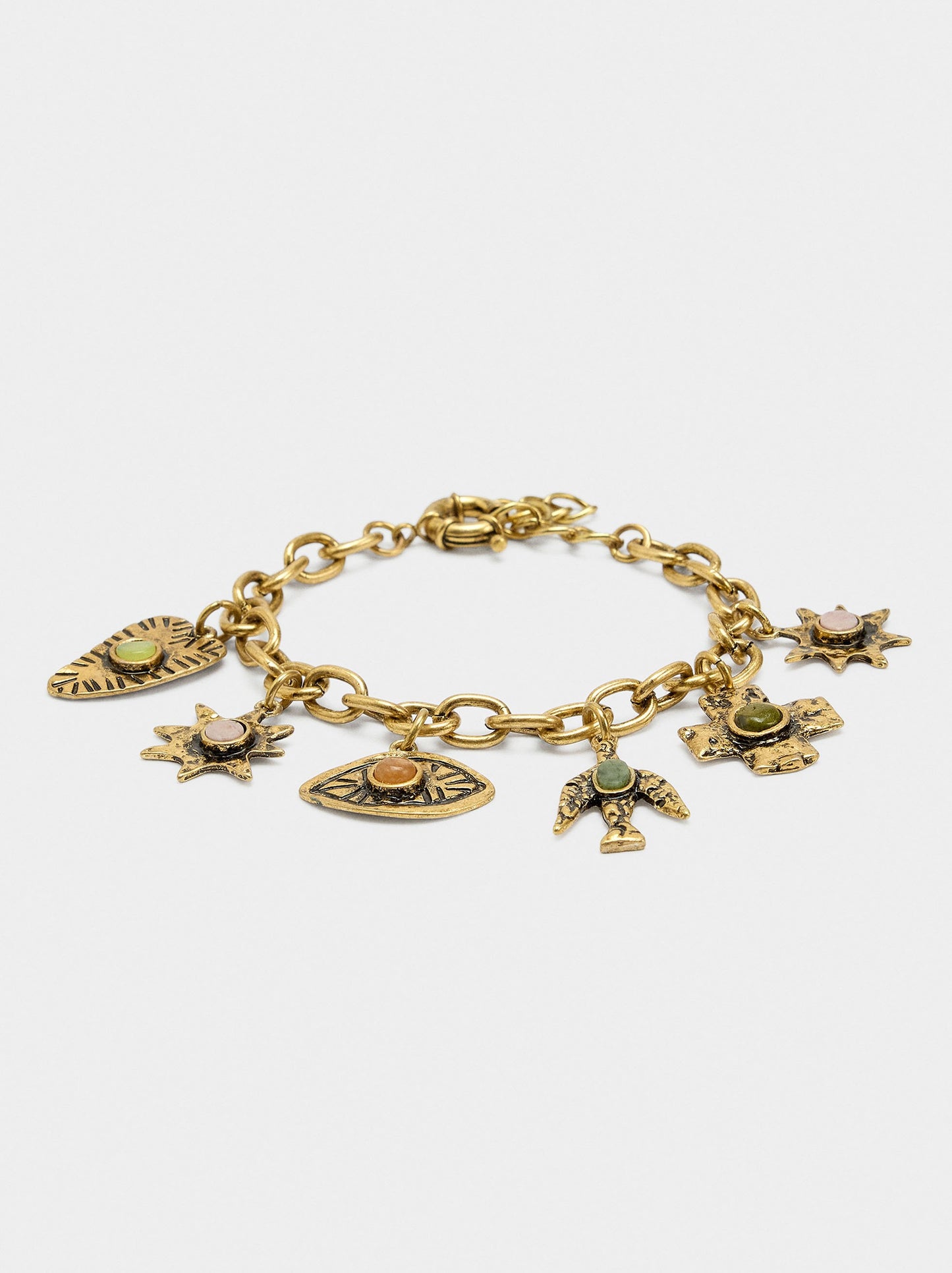 Bracelet With Dangling Links And Stones