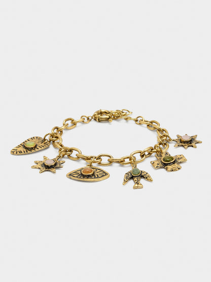 Bracelet With Dangling Links And Stones