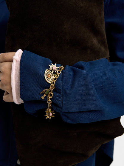 Bracelet With Dangling Links And Stones