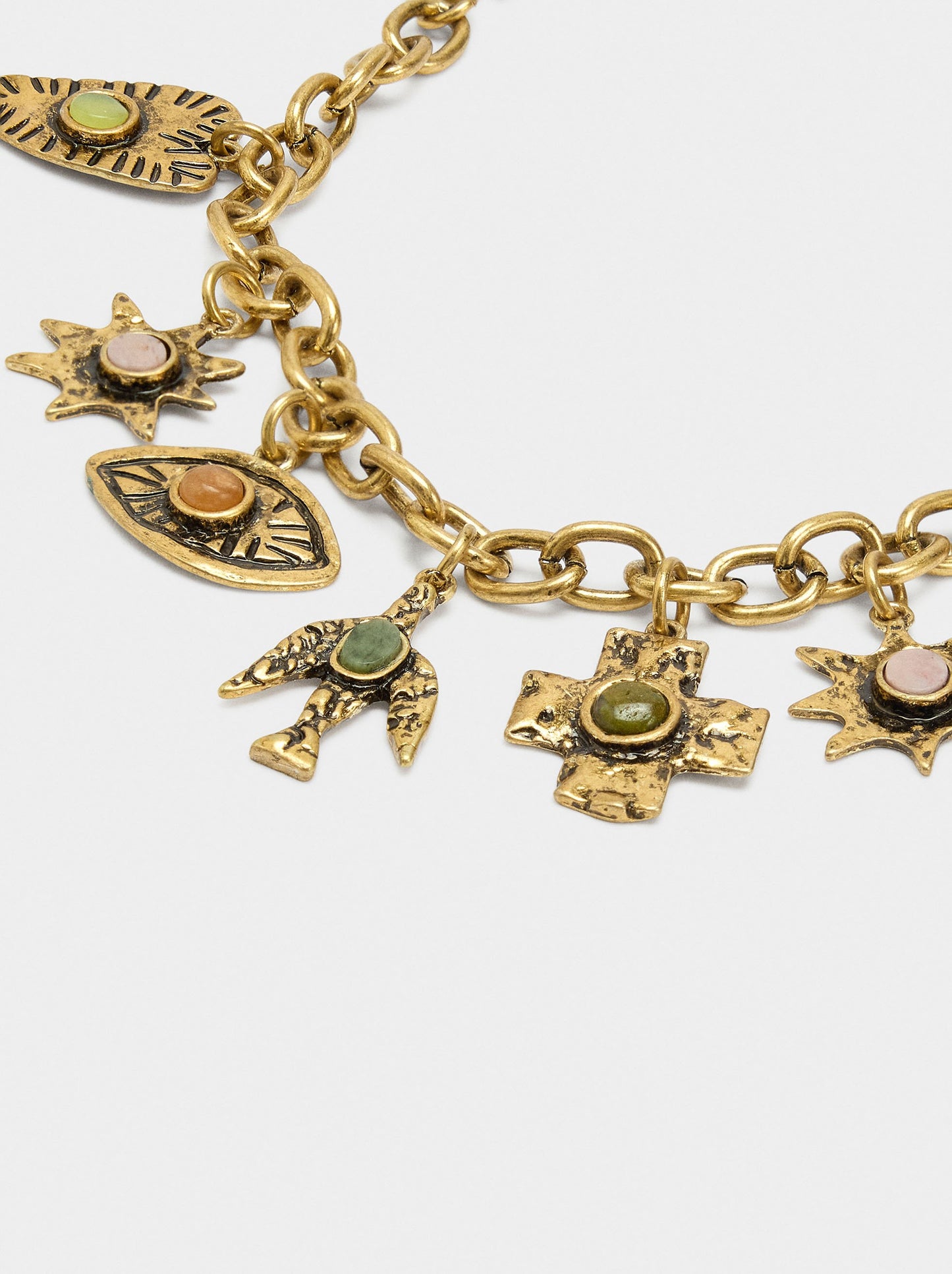 Bracelet With Dangling Links And Stones